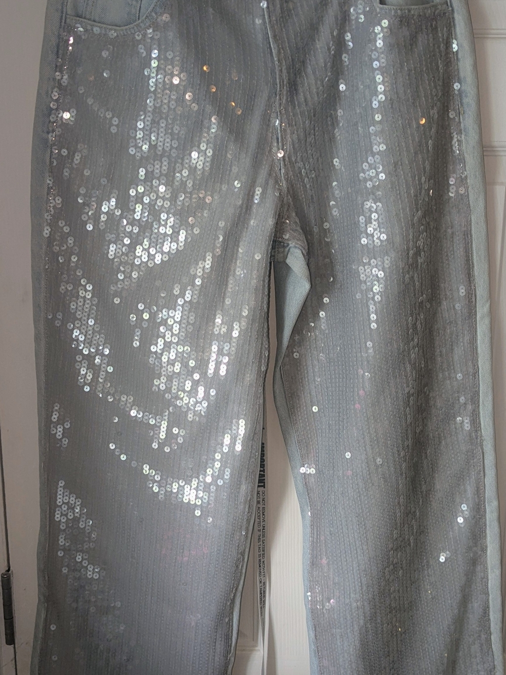 Sequin Light Blue Boyfriend Jeans - Picture 6 of 9